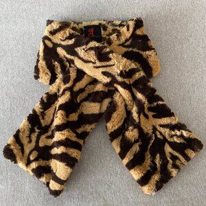 Adrienne Landau Animal Tiger Print Faux Fur Pull Through Scarf